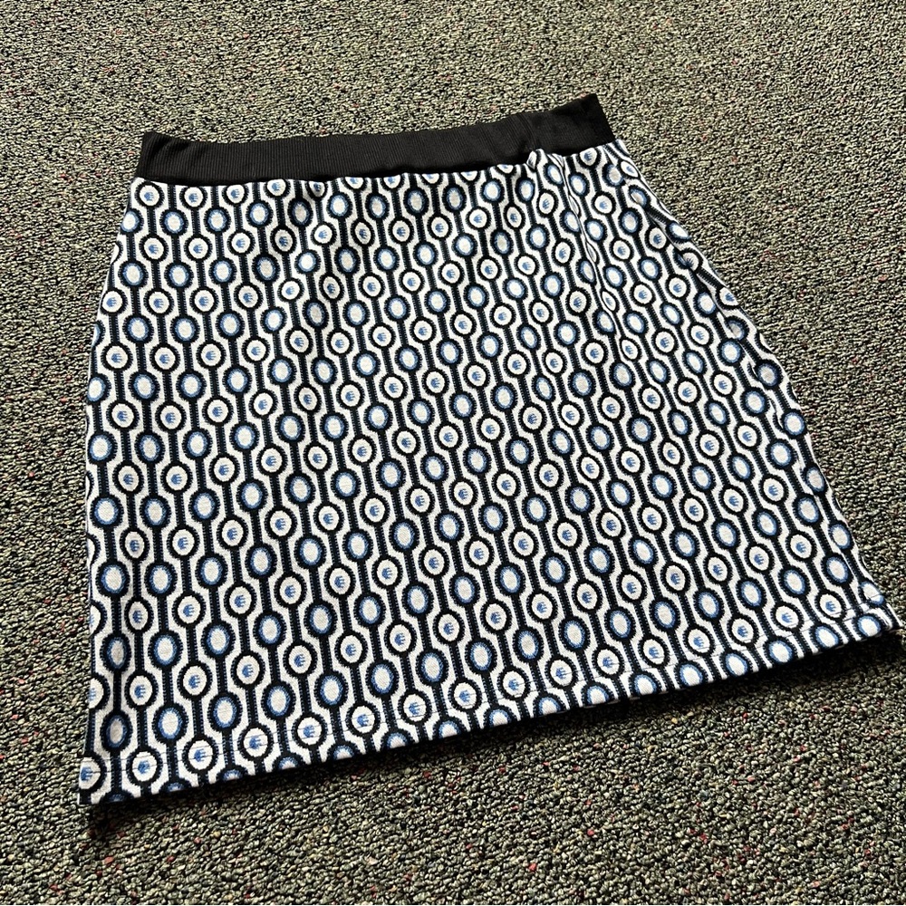 SHEIN Blue White Black Circle Geometric Print Mini Stretch High-Waist Skirt Sz L